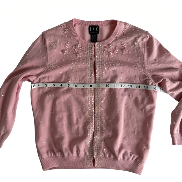 INC International Concepts Silk Blend Pink Sequin Beaded Cardigan Women’s Size S - Picture 5 of 11